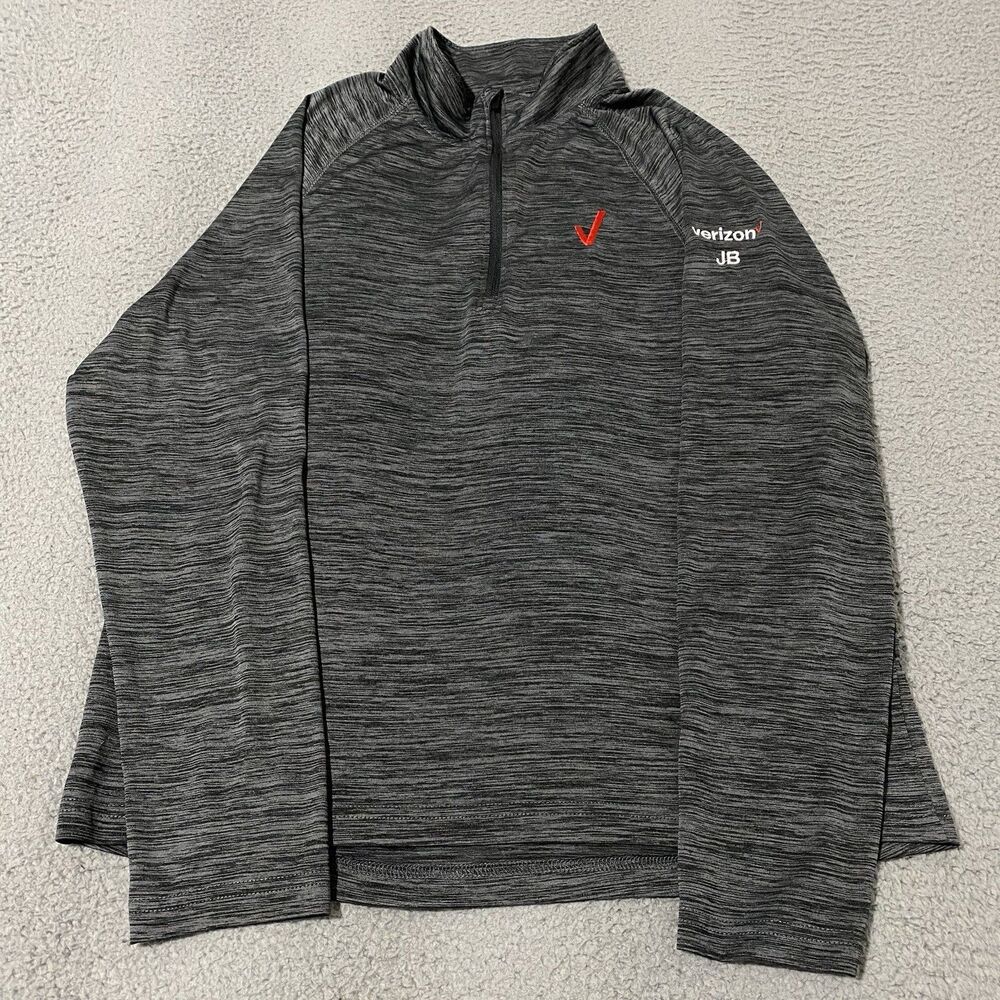 Verizon Shirt Mens Medium Gray 1/4 Zip Long Sleeve Employee Office Work